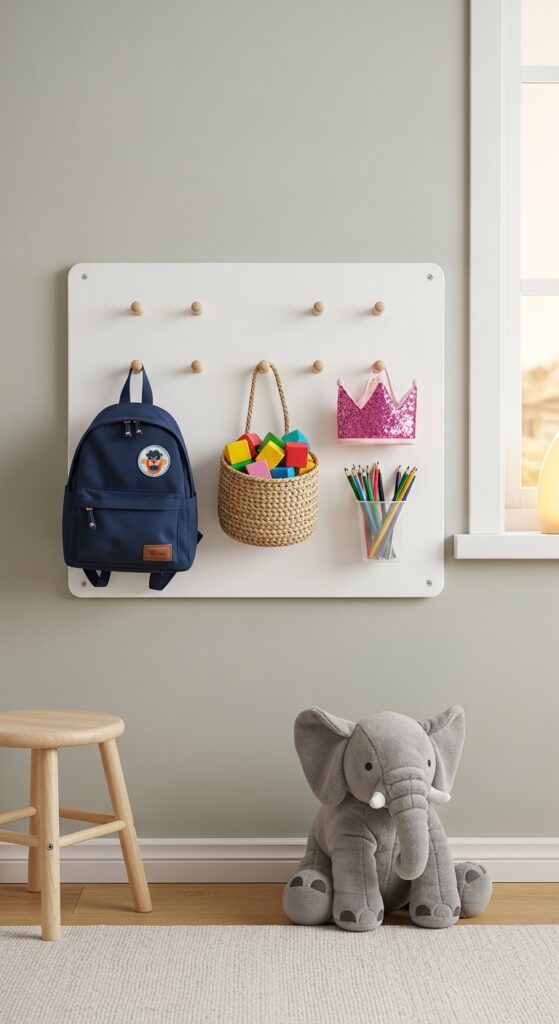 Pegboard Wall for DIY Toy Storage