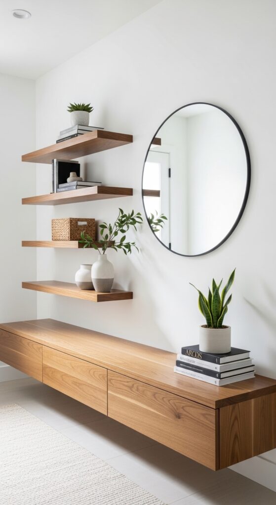 Floating Shelves Above The Bench