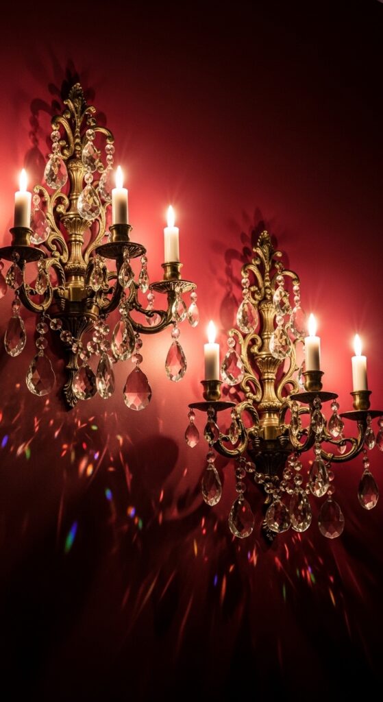 Brass Sconces with Crystals