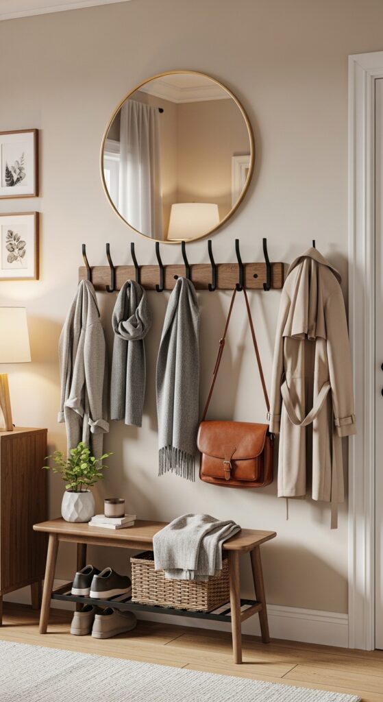 A Coat Rack With Multiple Hooks