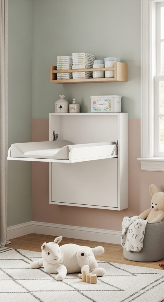Wall-Mounted Changing Station (If Still in Diapers)