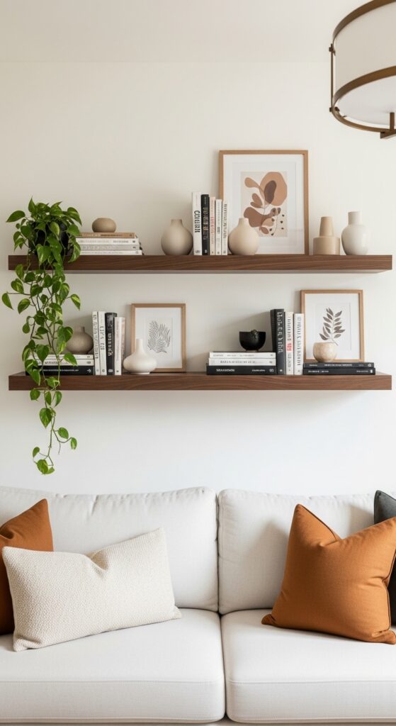 16. Use Wall Shelves to Display, Not Clutter