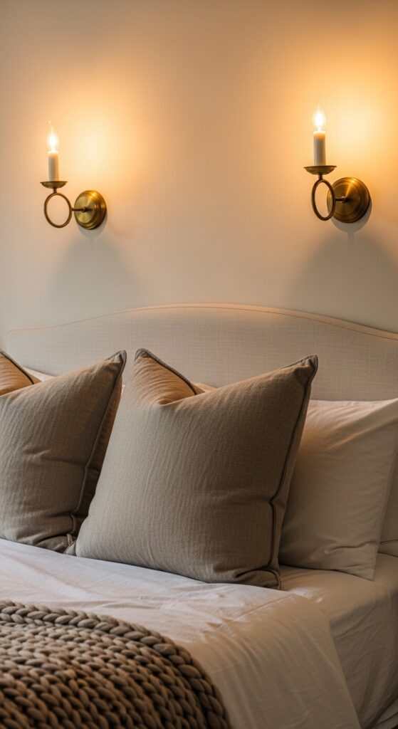 Add Candle-Style LED Sconces Beside the Bed