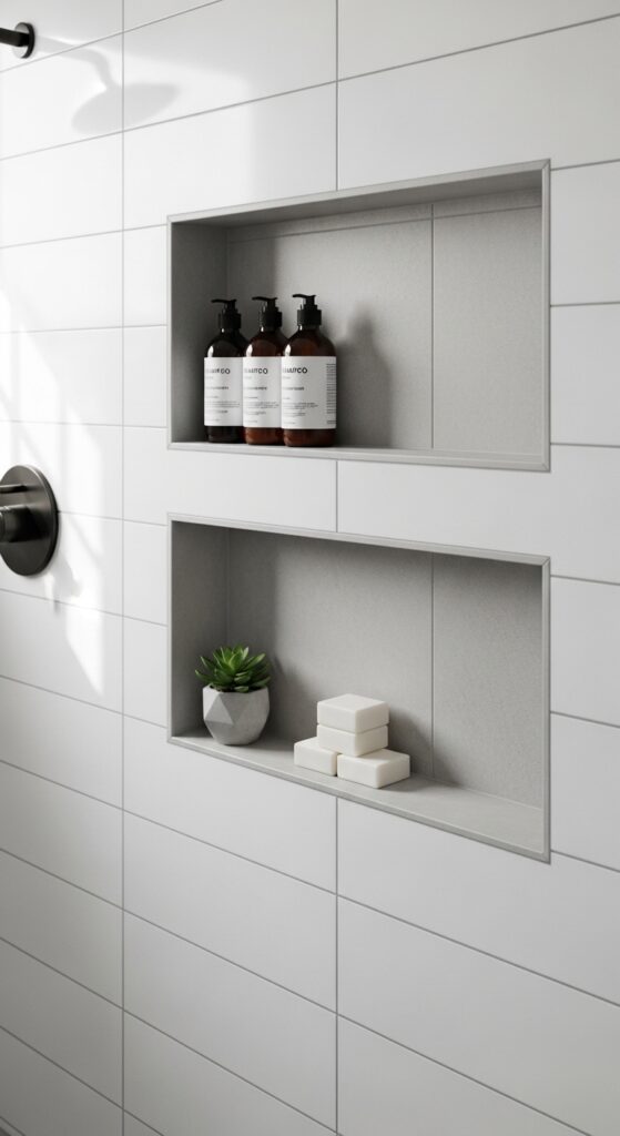 18. Niche Shelves in the Shower (Not Corner Caddies)