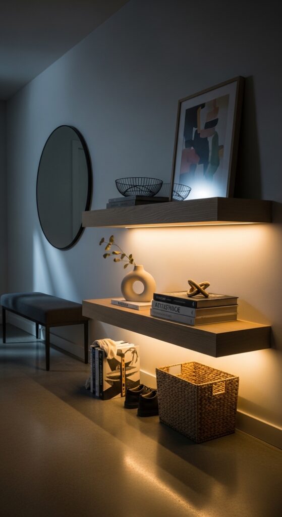 LED Strip Lighting Under Shelves