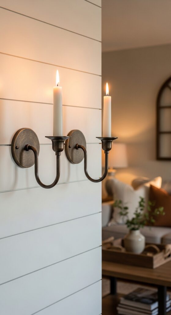 Twin Taper Holders on Shiplap