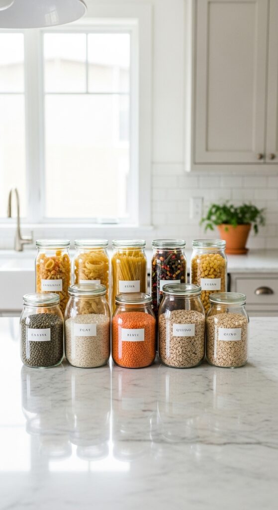 Clear Jar Organization for Dry Goods