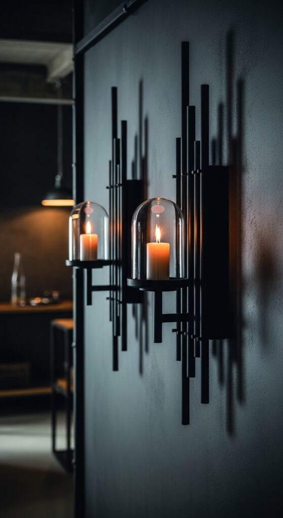 Black Metal Rods with Glass Domes