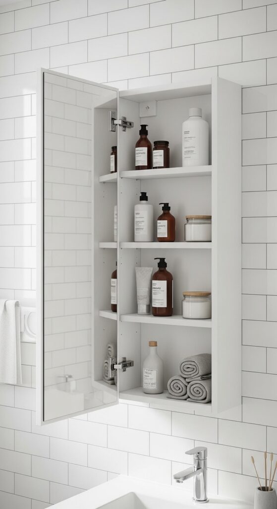 9. Recessed Medicine Cabinets with Hidden Storage
