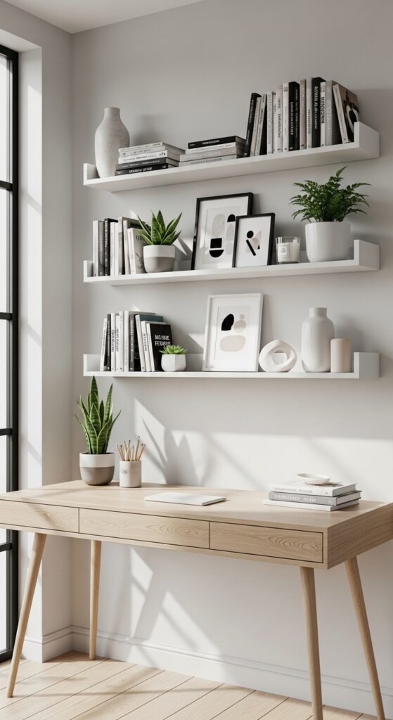 Install Floating Shelves for Vertical Storage