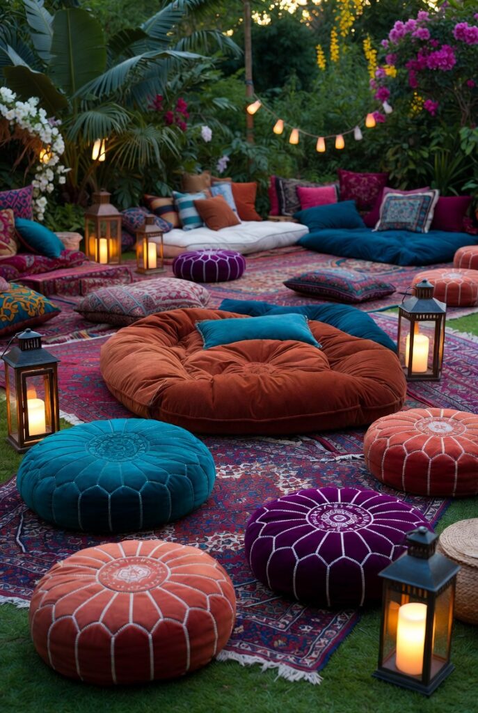 Incorporate Floor Cushions and Ottomans