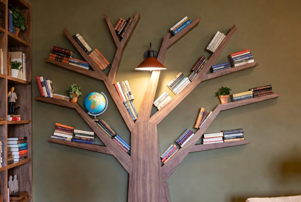 Wall-Mounted Bookshelves in Shapes