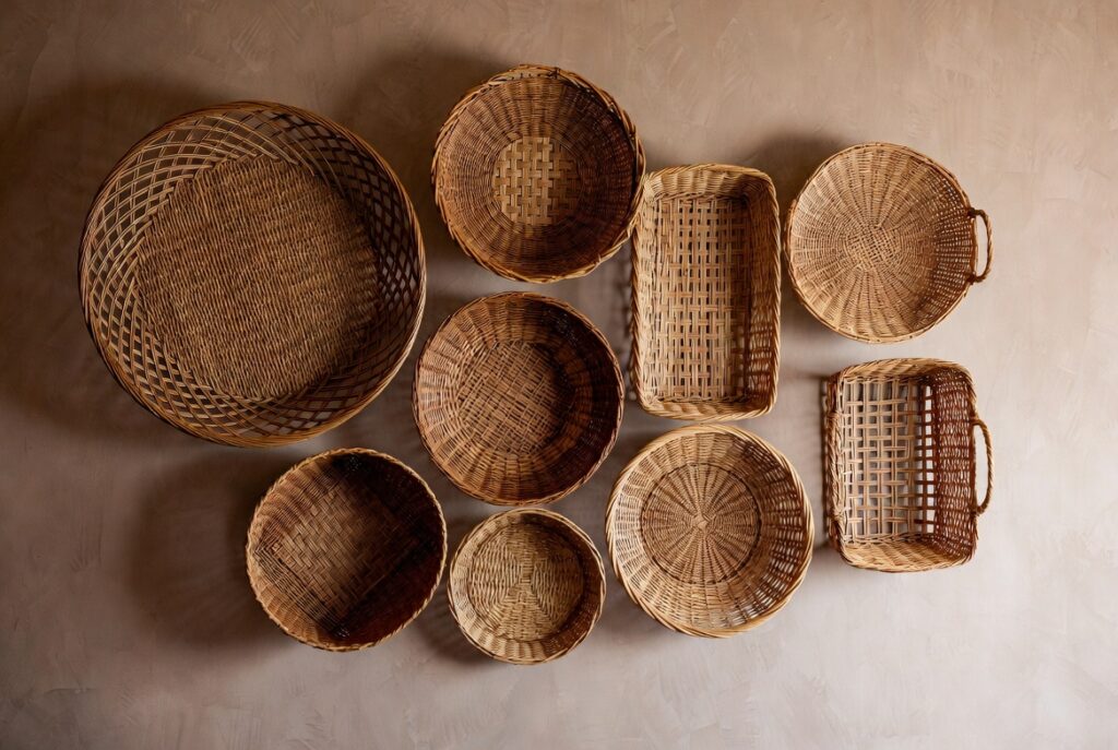 Wicker or Rattan Wall Baskets