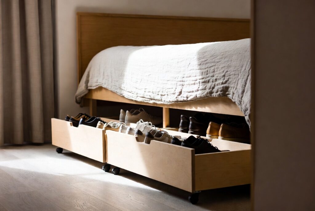Under-Bed Rolling Drawers (The Game Changer)