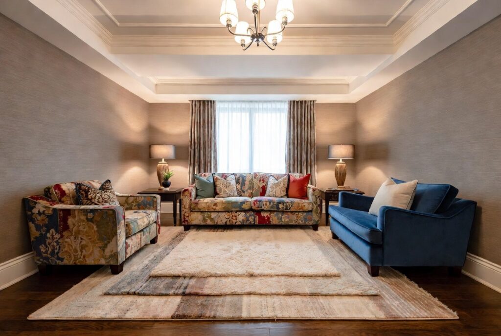 The "No Coffee Table" Rug Layering
