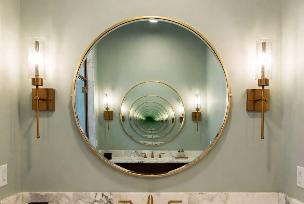 Large Round Mirror as Focal Point