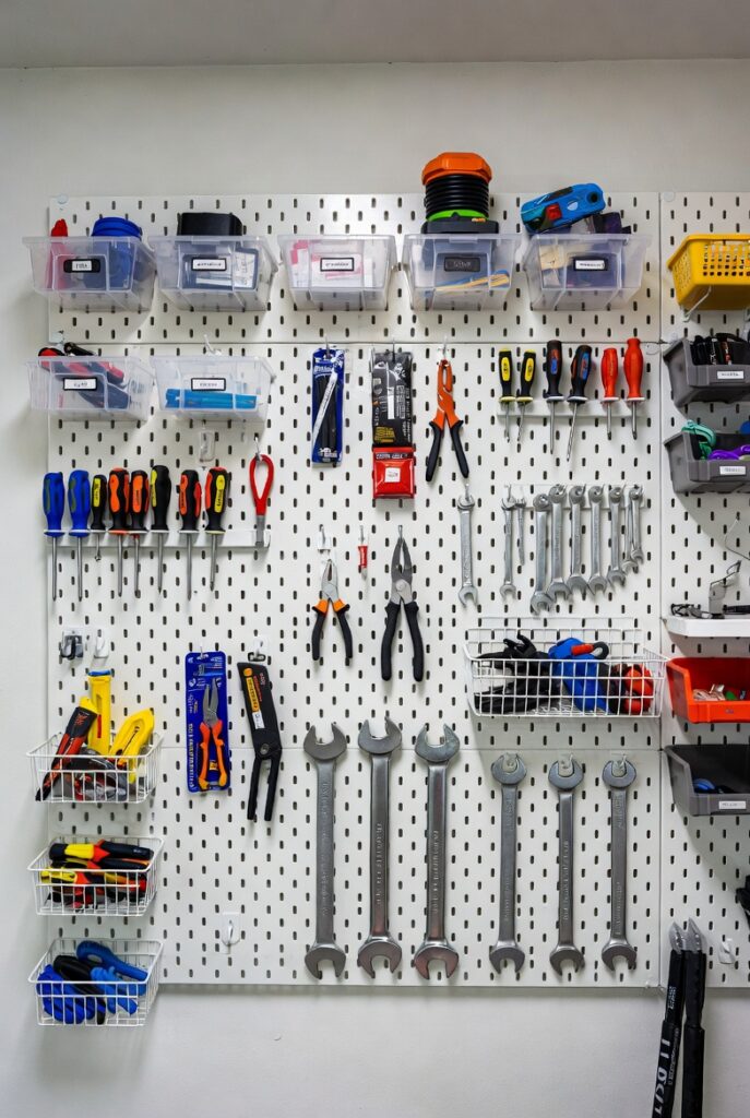 Pegboard Wall for Flexible Storage