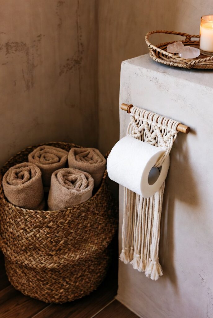  Macrame Toilet Paper Holder & Woven Baskets