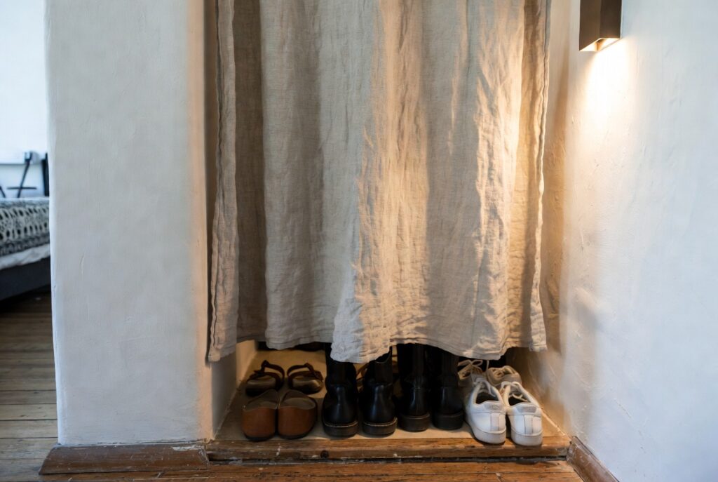  The Curtain-Hidden Shoe Cubby