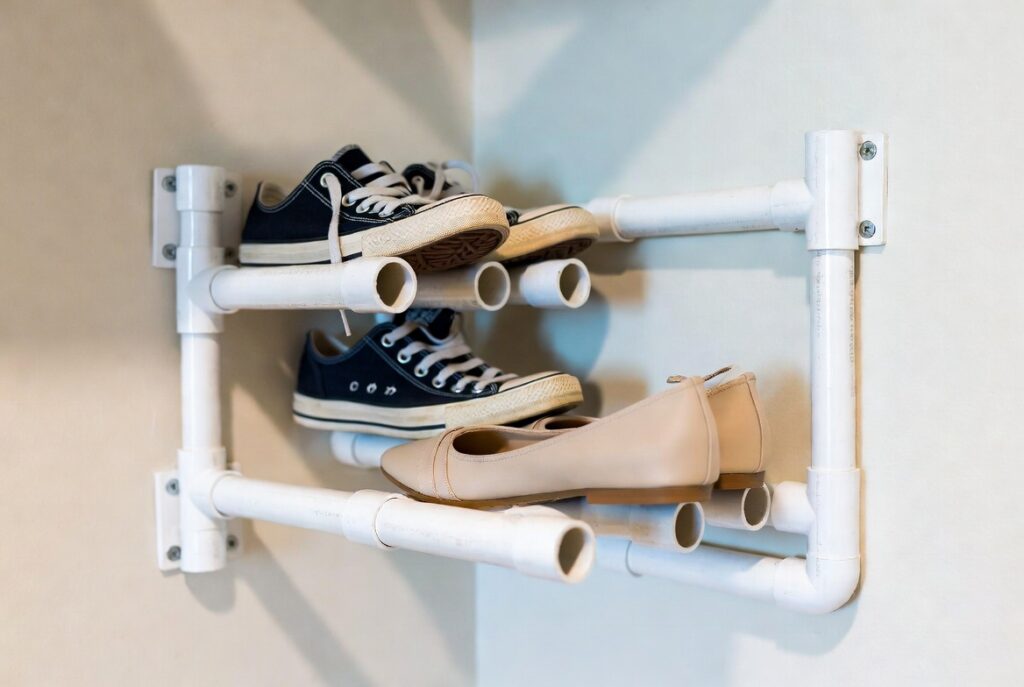 The DIY PVC Pipe Shoe Rack