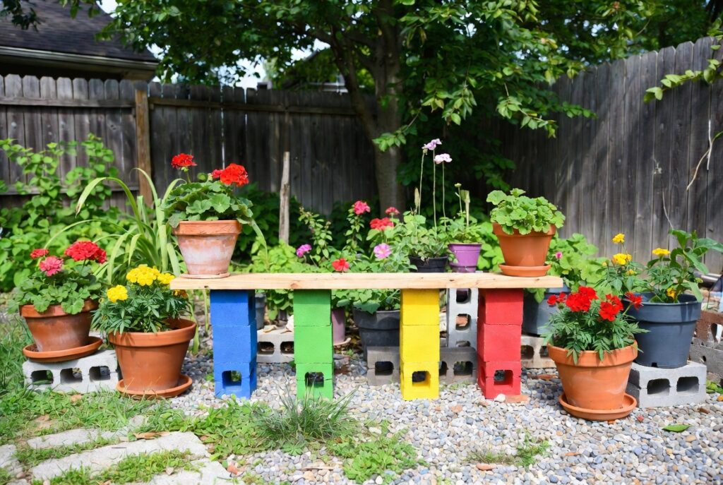 The "Cinder Block" Garden Bench