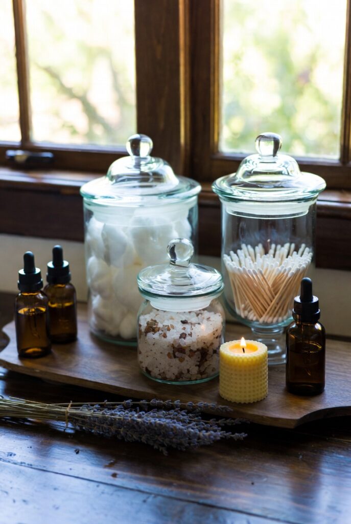 Glass Jars for Cotton Balls & Q-tips