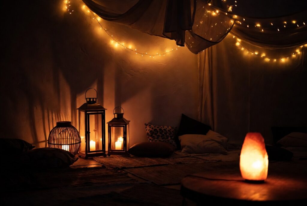 Mood Lighting with Lanterns and String Lights

