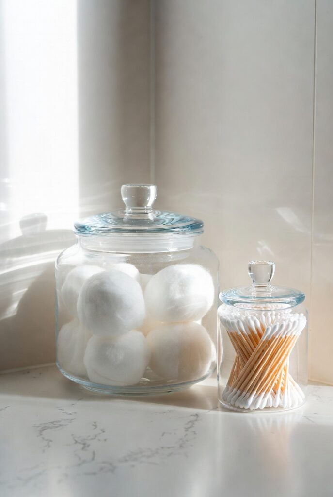 Use a Lidded Jar for Cotton Balls and Q-tips