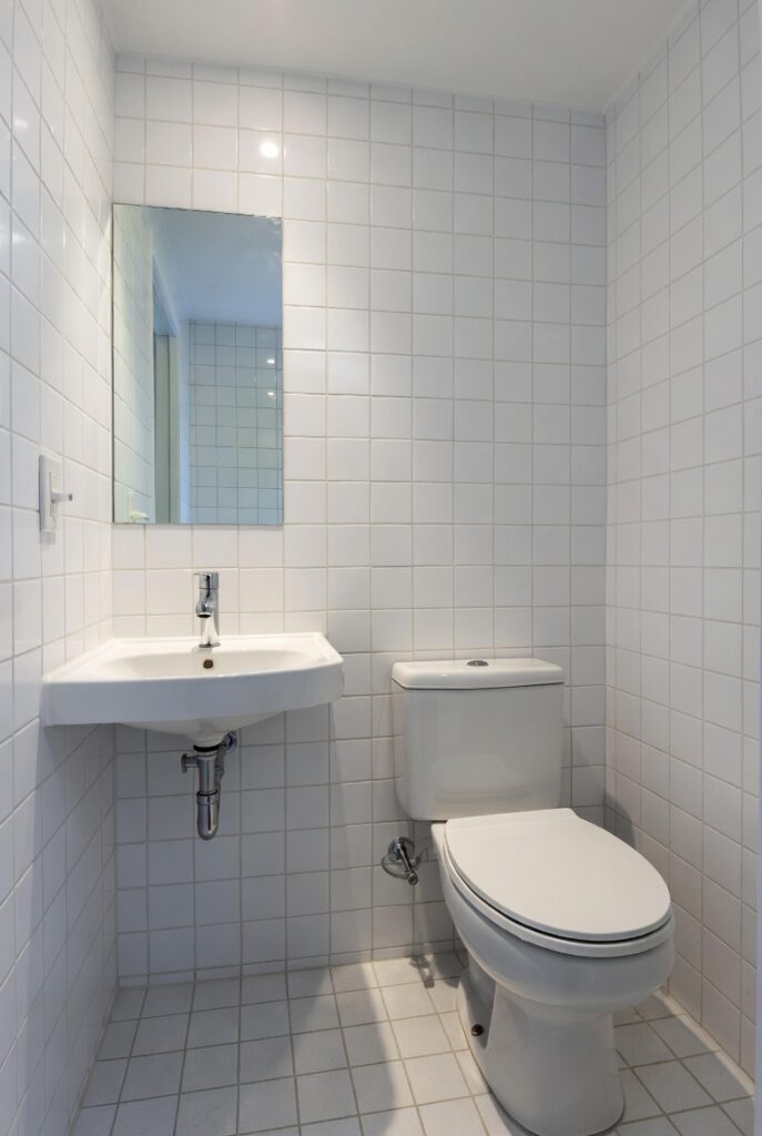 The Corner Sink and Toilet Setup