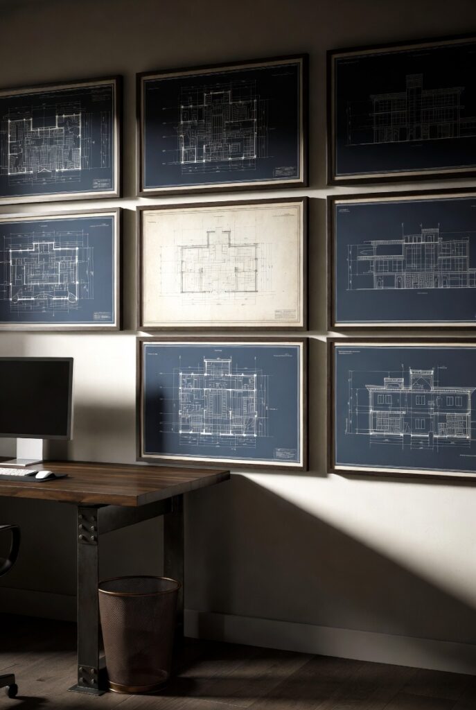 Framed Architectural Blueprints