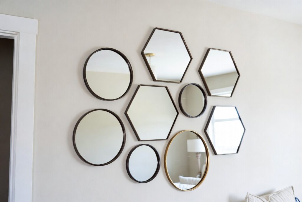 Gallery Wall of Small Mirrors