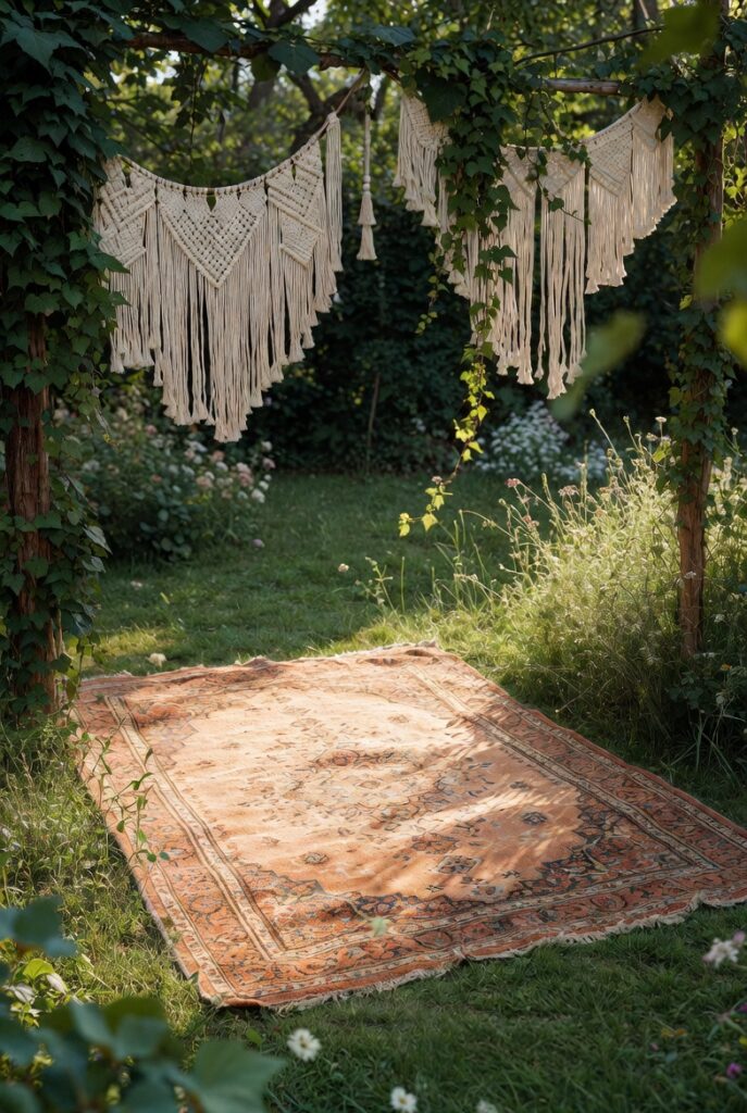 Start with a Vintage Persian Rug on the Grass