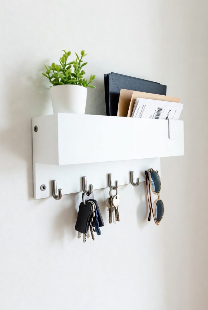 Key Rack with Hooks and a Shelf