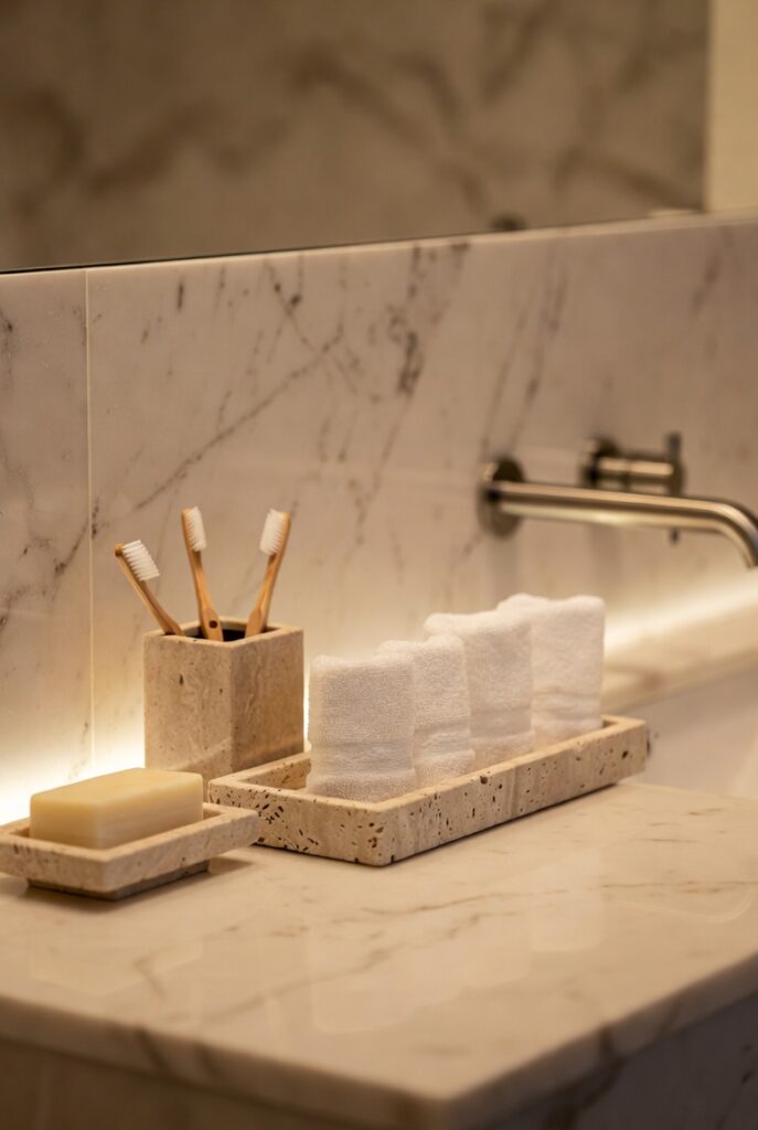 Use Stone or Marble Accessories for a Spa Feel