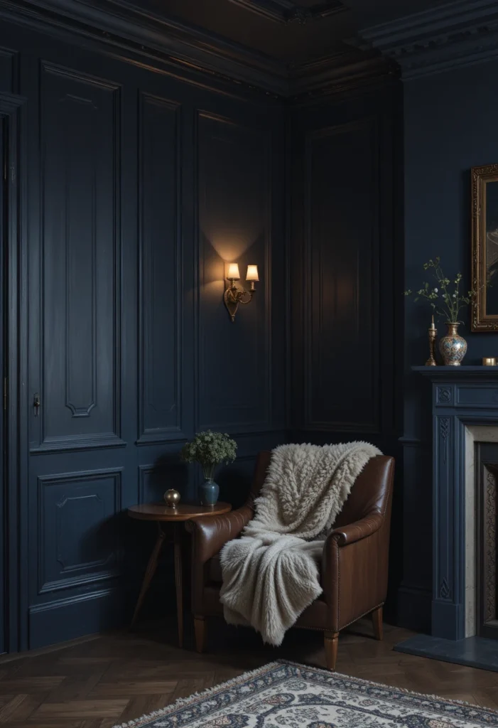 The Cozy Dark Blue Living Room