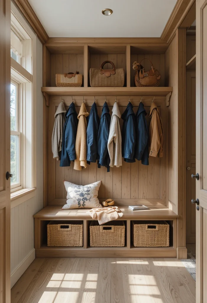 Turn a Coat Closet Into a Full Mini Mudroom Tiny Mudroom  Ideas