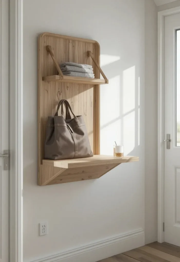 Install a Fold-Down Shelf Tiny Entryway Ideas 