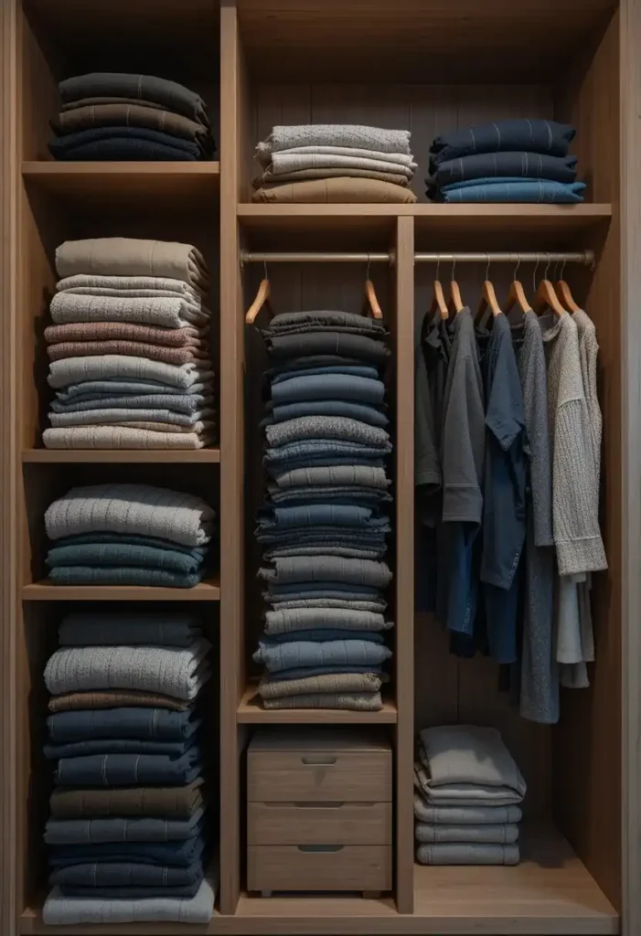 Fold What You Can, Hang Only What You Must Tiny Closet Organization Ideas