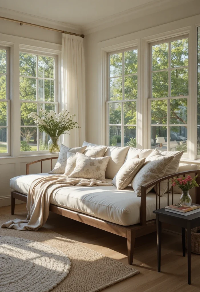 Use a Daybed for Multi-Purpose Seating Use a Daybed for Multi-Purpose Seating Tiny Sunroom Ideas