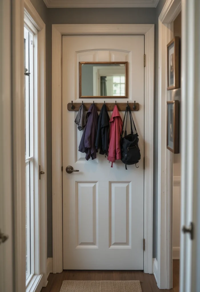Use the Back of the Door Tiny Mudroom  Ideas
