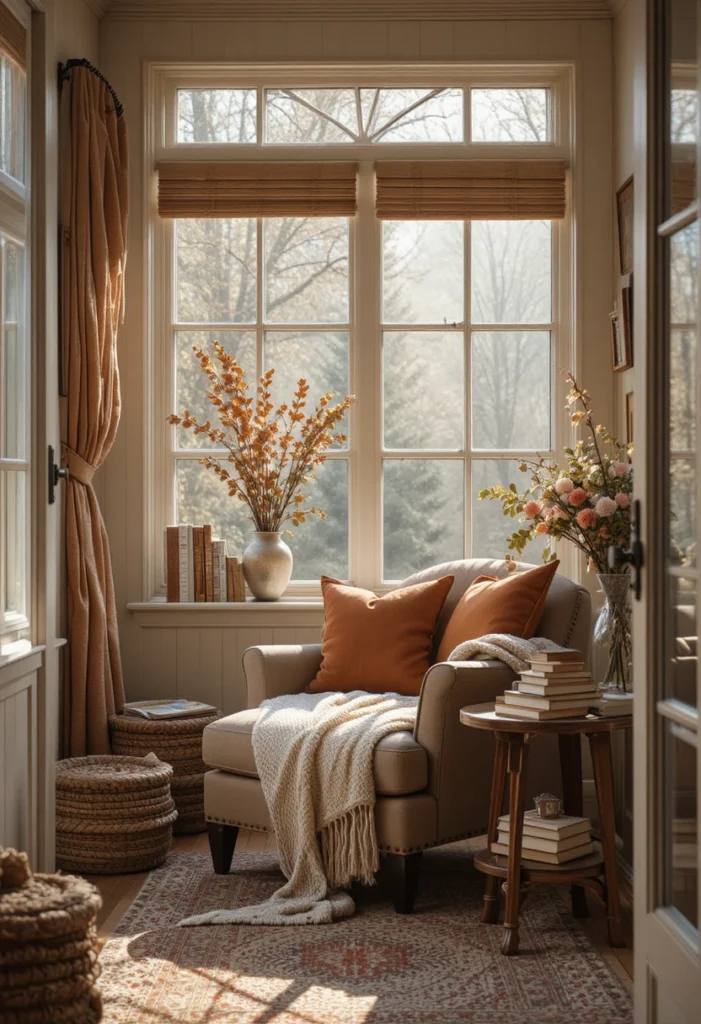 Layer in a Cozy Reading Corner Layer in a Cozy Reading Corner Tiny Sunroom Ideas