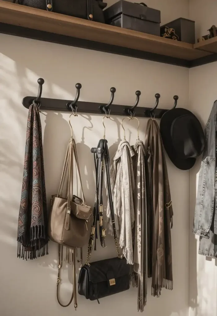 Add Hooks for Everything That Doesn't Need a Hanger Tiny Closet Organization Ideas