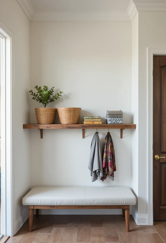 Install a Ledge Instead of a Full Shelf Tiny Mudroom  Ideas
