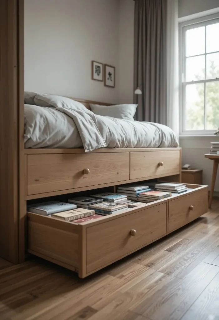 Store Books Under the Bed Tiny Bookshelf Ideas