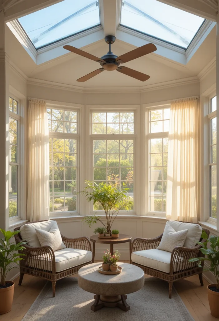 Add a Ceiling Fan for Comfort Add a Ceiling Fan for Comfort Tiny Sunroom Ideas