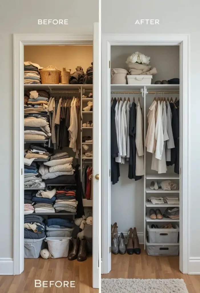 Purge Before You Organize Tiny Closet Organization Ideas