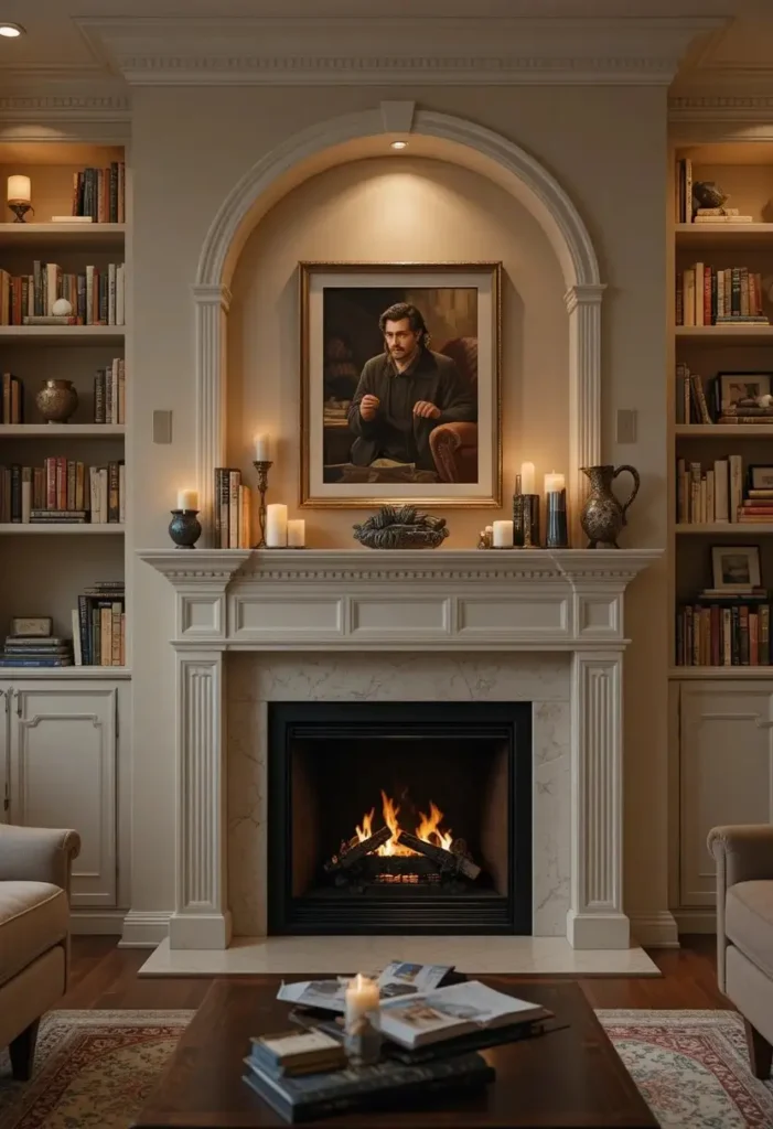 Style a Faux Fireplace With Books Tiny Bookshelf Ideas