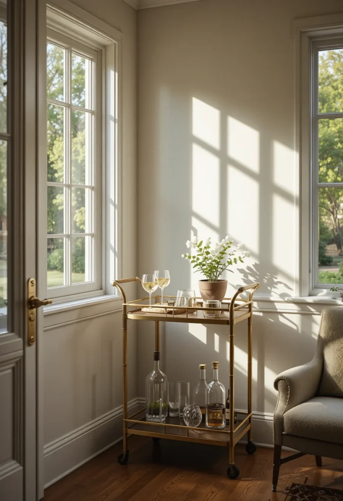 Add a Small Bar Cart Add a Small Bar Cart Tiny Sunroom Ideas
