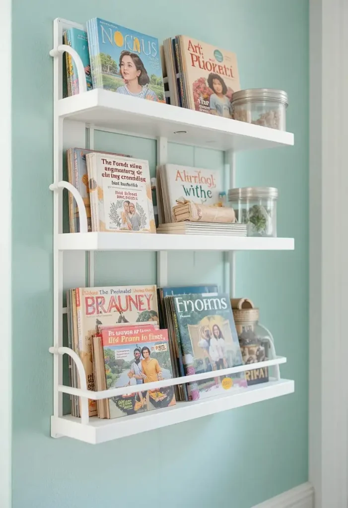 Add Slim Spice-Rack Shelves for Book Storage Tiny Bookshelf Ideas