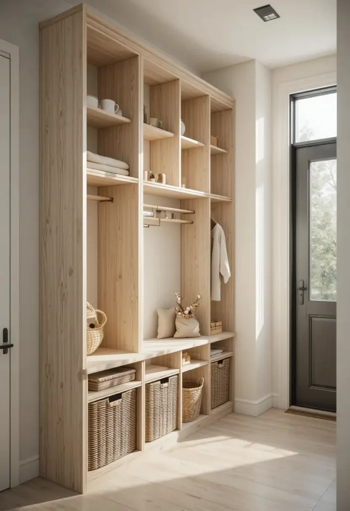 Go Vertical With Wall-Mounted Storage Tiny Entryway Ideas